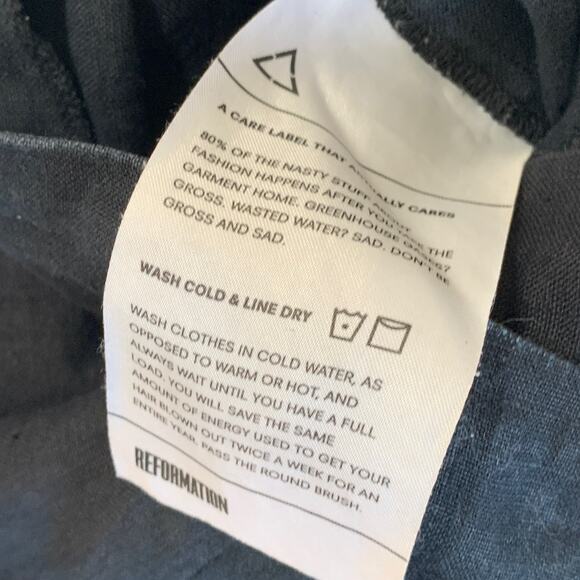 Reformation Women Wide Leg Pants 0 Blue Navy Inkwell linen Lace Up Crop Ankle 24 - Picture 8 of 10